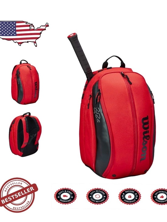 Wilson Handbags - Wilson Roger Federer DNA Pro Tennis Backpack Red/Black Racquet Bag Sport Unisex